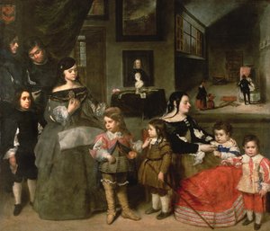 Kunstnerfamilien, til venstre de fire børn fra kunstnerens første ægteskab med Diego Velasquez
