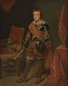 Portræt af prins Baltasar Carlos, søn af den spanske kong Philip IV, omkring 11 år gammel af Juan Bautista Martínez del Mazo (attributed to)