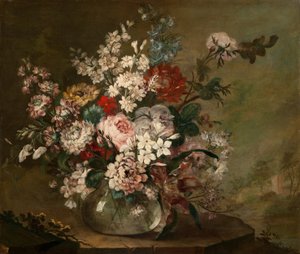Stilleben med blomster i en vase, ca. 1780-1790