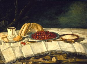 Stilleben med jordbær og chokolade, ca. 1775-1790