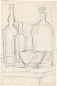 Flasker og skål af Juan Gris