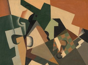 Glas og skakbræt, ca. 1917. af Juan Gris