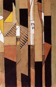 Stilleben med flaske og cigarer; Stilleben med flaske og cigarer, 1912 af Juan Gris