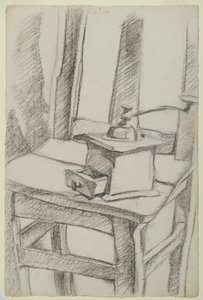 Kaffekværnen (Le Moulin à Café), 1911 (kul på lagt papir) af Juan Gris