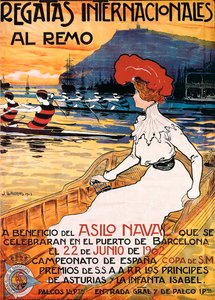 Plakat til en sportsbegivenhed ""International Roing Regatta"", illustration af Joan Llaverias i Labro (1865-1938). 22/06/1902. DR af Juan Llaverias Llabro