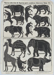 Ark 10 med figurer til kinesiske skyggedukker, 1859. af Juan Llorens