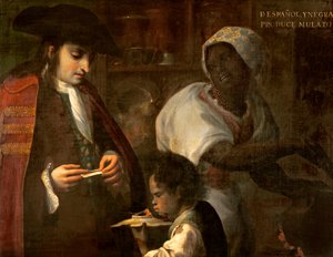 En spanier og en sort skaber en mulat, ca.1715