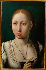 Juana den Gale, hustru til Filip den Skønne, datter af Isabella af Castilia ... af Juan de (attr. to) Flandes