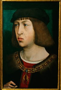 Philipp der Schoene, konge af Kastilien, søn af kejser Maximilian, far til kejser Karl V ... (olie på egetræ) af Juan de (attr. to) Flandes