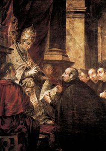 Sankt Ignatius af Loyola modtager tyren af jesuiterordenen fra pave Paul III, maleri af Juan de Valdes Leal