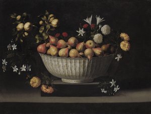 Blomster og frugt i en Kinaskål, ca. 1645