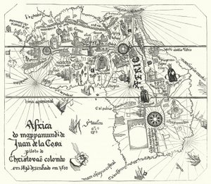 Afrika, fra Juan de la Cosas verdenskort fra 1500 (gravering) af Juan de la (after) Cosa