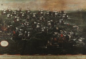 Søslaget ved Pernambuco eller Abrojos (view III). Omkring 1632 Tabel 3-v2-2 af Juan de la Corte