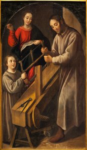 Nazareths værksted. Maleri af Juan del Castillo (ca. 1590-1658), olie på lærred, ca. 1634-1636. Museum of Fine Arts i Sevilla, Spanien. af Juan del Castillo
