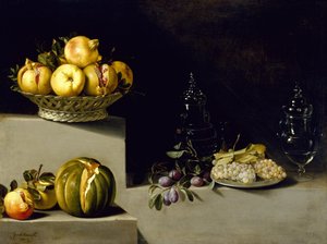 Stilleben med frugt og glas af Juan van der Hamen