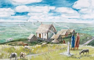 Klosterbosættelse, Glastonbury Tor, c1000-tallet, 1990-2010 af Judith Dobie