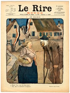 Cover af "" Den røde latter", Satirisk i farver af Jules Abel Faivre