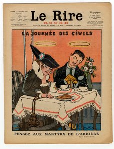 Cover af "" Den røde latter", Satirisk i farver af Jules Abel Faivre