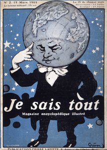 Earth Globe thinking - Thinking Earth Globe - i "Je Sais Tout"" fra 15/03/1905 - illustration af Jules Grun 1868-1938 af Jules Alexandre Gruen or Grun