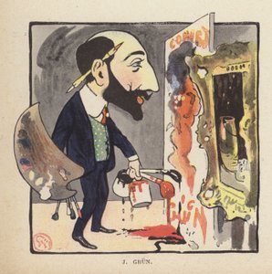 Selvportræt af den franske maler og illustrator Jean-Alexandre Grun (farve litho) af Jules Alexandre Gruen or Grun