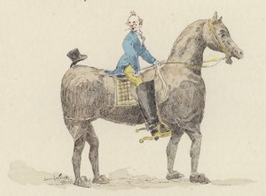 Klovn på udklædningshest (farve litho)