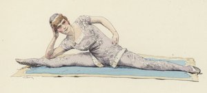 Kvindelig gymnast laver splitterne (farve litho)