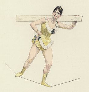 High-wire artiste (farve litho) af Jules Arsene (after) Garnier