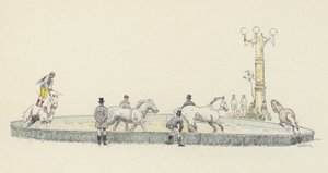 Hesteakt (farve litho) af Jules Arsene (after) Garnier