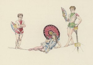 Tightrope kunstnere (farve litho) af Jules Arsene (after) Garnier