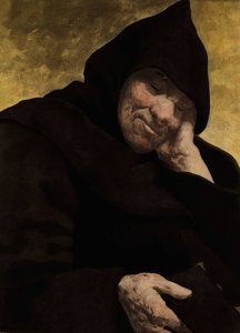 Broder Jean, munk i Seuille-klosteret, sover. Gargantua. Illustration af Jules Garnier. I "Rabelais et l