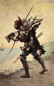 Carpalim bærer kød på ryggen. Pantagruel. Illustration af Jules Garnier. I "Rabelais et l