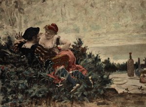 Grandbuckthorn, far til Gargantua, og Gargamelle, mor til Gargantua. Gargantua. Illustration af Jules Garnier. I "Rabelais et l