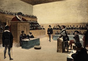 Dommer Pantagruel i retssagen mellem herrerne af Humevesne og Baisecul. Pantagruel. Illustration af Jules Garnier. i "Rabelais et l