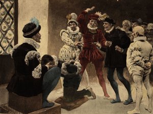 Mænd spiller chapifou (telt). Gargantua. Illustration af Jules Garnier. I "Rabelais og Jules Garniers værker".