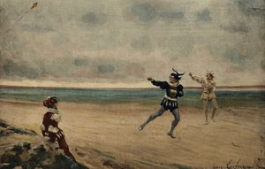 Mænd leger med kran. Gargantua. Illustration af Jules Garnier. I "Rabelais og Jules Garniers værker".