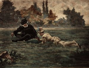 Mænd, der spiller des. Gargantua. Illustration af Jules Garnier. I "Rabelais et l