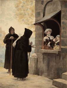 Panurge taler til nonner fra tiggerbrødrenes orden. Pantagrue I. Illustreret af Jules Garnier. I "Rabelais et l