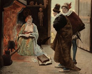 Panurge og Epistemon ved den gamle sibylle i Panzoust. Pantagruel. Illustration af Jules Garnier. I "Rabelais et l