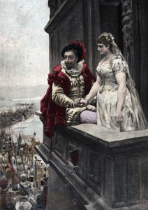 Unge gifte mænd ser på soldater, der drager i krig. Pantagruel. Illustration af Jules Garnier. I "Rabelais et l