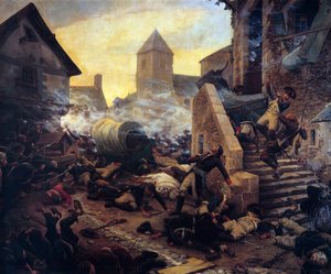 General Moulins død under kampene mod Cholet i 1794 af Jules Benoit Levy