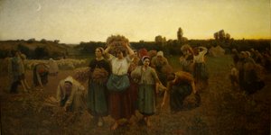 Fransk:  Le Rappel de glaneuses Indkaldelse af kornetterne af Jules Breton