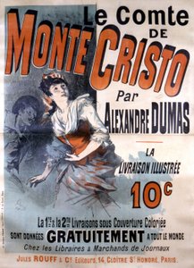 Reklameplakat for salg af romanen "Le Comte de Monte-Cristo" af Alexandre Dumas, redigeret af Jules Rouff, illustreret af Jules Cheret af Jules Cheret