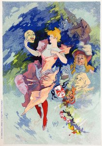 Kunst. Underholdning. Komedien. Allegori af Jules Cheret, Frankrig, ca. 1890 (plakat) af Jules Cheret