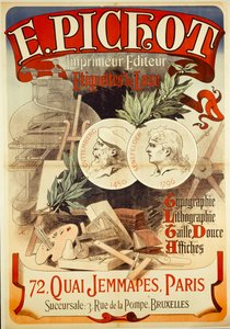 E.PICHOT/Drucker Herausgeber/ Luxus-Etiketten/ Typografie/ Lithografie/ Tiefdruck/ Plakate/ 72,QUAI JEMMAPES,PARIS