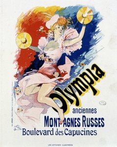 Olympia: gammel rutsjebane, tegneserie af Capuchines - plakat af Jules Cheret af Jules Cheret