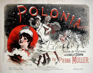 "Polonia", omslag til et partitur med valser komponeret af Pierre Muller efter motiver af Chopin, slutningen af det 19. århundrede (litografi i farver) af Jules Cheret