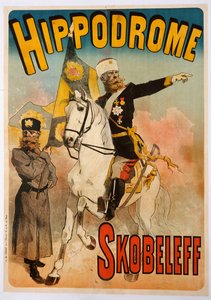 Plakat med reklame for "Skobeleff" på Hippodromen, 1895