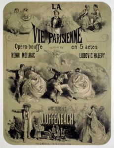Plakat for operamad "Parisian life" af Jacques Offenbach (1819-1880) af Jules Cheret