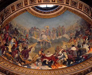 Historie og forherligelse af kristendommen, maleri af kuplen på Madeleine-kirken (fresko) af Jules Claude Ziegler