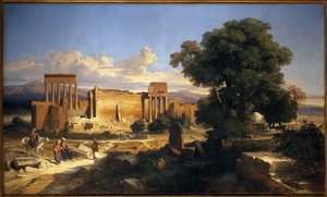 Ruinerne af Balbeck (eller Baalbek, Baalbec, det gamle Heliopolis, det nuværende Libanon). Maleri af Jules Coignet (1798-1860), Olie på lærred